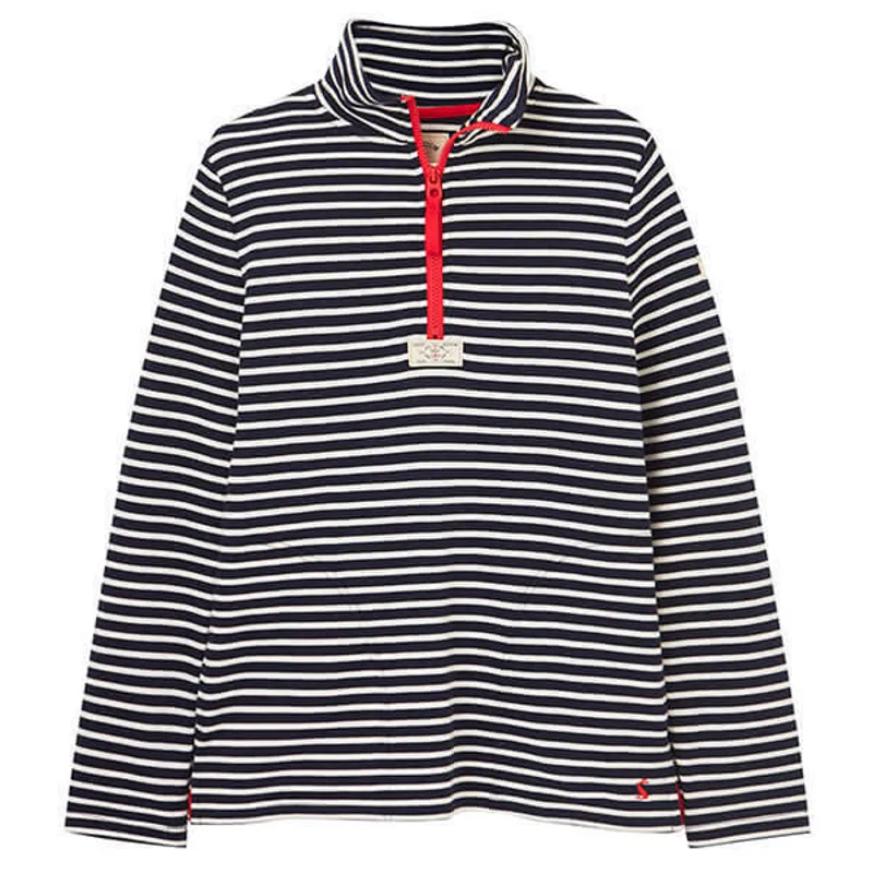 Joules Ladies Pip Half Zip Navy Cream Stripe Sweatshirt-1